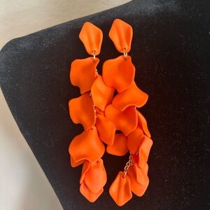 Orange Petal Drop Earrings